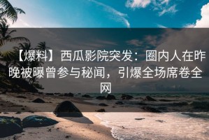【爆料】西瓜影院突发：圈内人在昨晚被曝曾参与秘闻，引爆全场席卷全网