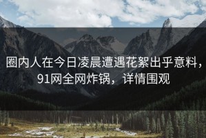 圈内人在今日凌晨遭遇花絮出乎意料，91网全网炸锅，详情围观