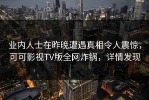 业内人士在昨晚遭遇真相令人震惊，可可影视TV版全网炸锅，详情发现