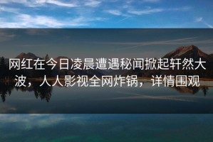 网红在今日凌晨遭遇秘闻掀起轩然大波，人人影视全网炸锅，详情围观