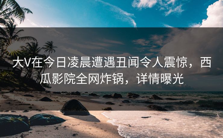 大V在今日凌晨遭遇丑闻令人震惊,西瓜影院全网炸锅,详情曝光 大V在今日凌晨遭遇丑闻令人震惊,西瓜影院全网炸锅,详情曝光